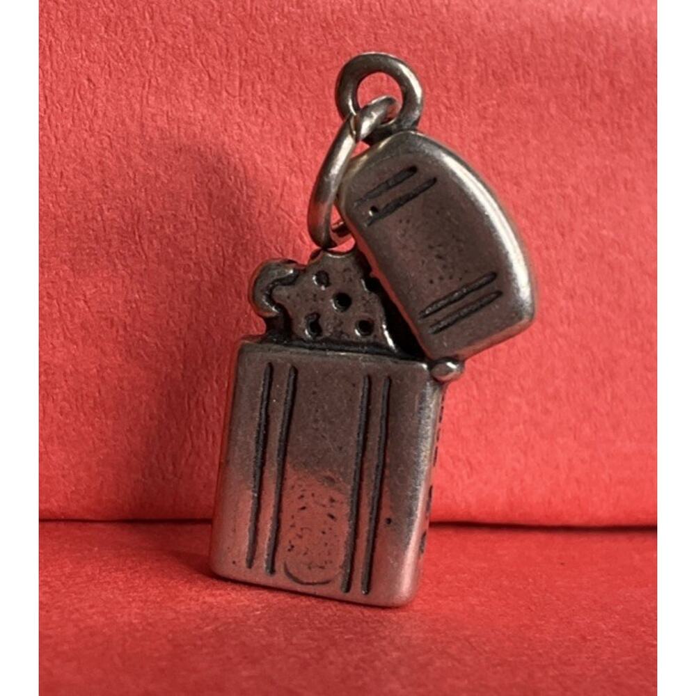 Vintage Nostalgic 925 Sterling Silver Gas Lighter Charm Novelty Theme